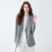 Women's Grey Floral Print Suit Jacket Petite Size High-End Korean Style Spring Autumn Blazer_ecoleips.com
