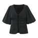 Women's Clothing Sweet Spicy Style Puff Sleeve Tie Shirt High Waist Ruffle Skirt Two Piece Set_ecoleips.com