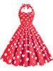 Black Polka Dot Print Vintage Dress For Women Summer Sexy Halter Elegant Party Prom Midi Sundress_ecoleips.com
