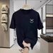 New Cotton Half Sleeve Tops Fashion Trend Round Neck Slim Printed Short Sleeved T Shirt _ecoleips.com