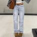Women's Clothing Stretch Solid Color Denim Pants 90s Boyfriend Style Retro Jeans_ecoleips.com