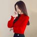 Autumn/Winter Style: Red Long-Sleeved Base Shirt With A High Collar And Either Fleece Lining Or Plain Fabric; Features A_ecoleips.com