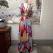 Tropical Print Slit Maxi Dress – High-Low Hem & Adjustable Side Ties (One Size Fits S-XL)_ecoleips.com