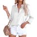 Verve Women's Clothing 2025 Spring New Satin Long Sleeve V-neck Office Business Shirt_ecoleips.com