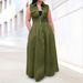 Women's Casual Solid Color Button Down Collar Sleeveless Midi Dress - Versatile Office & Summer Wear_ecoleips.com
