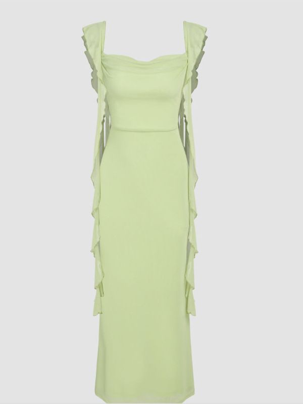 Women's Sexy Backless Suspender Dress Summer New Arrival Fashionable Solid Color Ribbon Detail Clothing_ecoleips.com