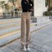 Khaki High-Waisted Straight-Leg Jeans For Women, Spring New Loose Slimming Cigarette Pants, Autumn Wear_ecoleips.com