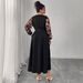 Plus Size V-Neck Lace Dress – Elegant Long Sleeve Belted Dress For Women, Flattering High Waist & Stylish_ecoleips.com