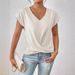 2025 Popular Solid Color V-neck T-shirt Elegant Short-sleeved Top Spring And Summer Women's Clothing_ecoleips.com