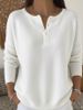 Women's Knitted V Neck Sweater Button Detail Solid Color Autumn Winter Fashion For Christmas_ecoleips.com