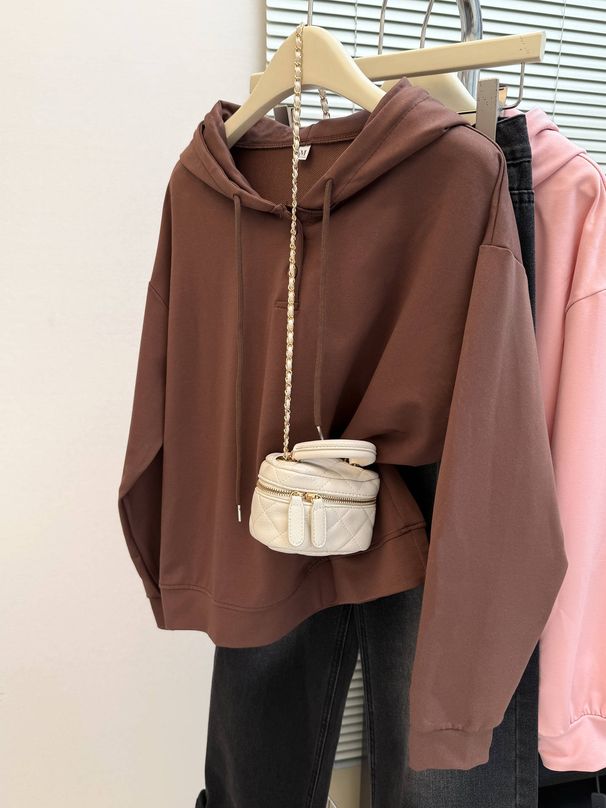 real-shot Women's New Fashion Stylish Korean-style Loose Thin Long-sleeve Hooded Sweatshirt Jacket_ecoleips.com