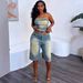 Women's Clothing Jeans Suit Fashion Raw Edge Wrap Top High Waist Denim Shorts_ecoleips.com