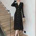 Women's Elegant Sweater Dress Autumn Winter Short Sleeve Long Sleeve Fishtail Maxi Modified Dress_ecoleips.com