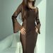 Women's Clothing Solid Color Round Neck Elegant Solid Color Round Neck Long Sleeve Belted Wrap Dress For Women Flowy Lazy Chic High Waist Maxi Dress_ecoleips.com