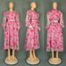 Plus Size Floral Maxi Dress – V-Neck & Lantern Sleeves (L-XXXL, Abstract Print, Polyester, Sweet & Elegant For Women)_ecoleips.com