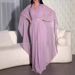 Solid Color Long Gown Slim V Neck Waist Temperament Dress_ecoleips.com