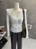 Chao Smoky Pink Sheer Thin Knitted Cardigan Gentle Style Long Sleeves Slim Fit Ruffled Trim Sun Protection Versatile Shirt_ecoleips.com