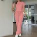 Women's Casual Lounge Set Pure Color Short Sleeve Top And Straight Leg Pants Two-Piece Outfit Comfortable Daily Wear_ecoleips.com