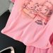 Women’S Clothing Women's Summer Fashion Suit Dopamine Stylish Age-Reducing Printed Short-Sleeved T Shirt Draped Drawstring Wide Leg Pants_ecoleips.com