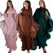 Women's Clothing Muslim Fashion Robe Dress Waist Satin_ecoleips.com