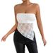 Aria Basics Aria Basics Summer Hot Sale Off-Shoulder One-Shoulder Tube Top Women's T-Shirt European And American Sexy Waist-Cinching Lace_ecoleips.com