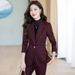 Women's Tailored Suit Set Slim Fit Blazer And Pants Business Classic Colors Poly Viscose Blend S-4XL_ecoleips.com