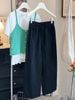 Super Skin-friendly Washing Cotton~ Summer New Elastic Waist Drawstring Casual Wide-leg Pants Loose Nine-point Pants_ecoleips.com