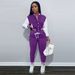 Women's Patchwork Short Jacket Baseball Uniform Set Single Breasted Autumn Winter European American Style Sports Two Piece_ecoleips.com