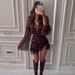 Women's Sexy Deep V Floral Print Ruffled Slim Fit Long Sleeve Mini Dress – Summer Resort Gown_ecoleips.com