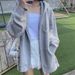 Gray Hooded Sweatshirt For Women New Loose Fleece Casual Sports Jacket Spring Autumn Long Sleeve Zipper Cardigan Top_ecoleips.com