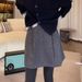 2025 Autumn Winter New Woolen Shimmer A-line Short High Waist Slimming Half Skirt For Plus Size Women_ecoleips.com