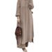 Women's Fashion Casual Suit Mushroom Button Lapel Long Shirt Puff Sleeves Wide Leg Pants_ecoleips.com