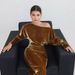 Women's Velvet Long Sleeved Bodycon Dress Elegant Slimming Cross Border European American Style Autumn/Winter Fashionable Sexy_ecoleips.com