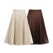 Verve 2025 Spring/Summer New Fashion Women's Elegant Solid Color Versatile Mid-Waist Skirt 3607401_ecoleips.com