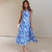 "Elegant Off-Shoulder Floral Print Maxi Dress For Women - A-Line Summer Vacation Dress With Backless Design, Breathable Polyester Blend, S/M/L/XL"_ecoleips.com