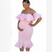 Elegant Lotus Wrap Fishtail Midi Dress - Flowy Asymmetrical Hem, Breathable Polyester & Spandex, Casual To Office Wear (White/Pink/Blue, XS-XXXL)_ecoleips.com