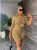 K European Women's Fashion New Urban Style Shirt Short Sleeve Shorts Solid Color Two-Piece Set. No Accessories_ecoleips.com