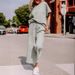 Women's Clothing Women's Solid Color Textured Casual Suit Style Sportswear Loose Short Sleeve Trousers Fashion Set_ecoleips.com