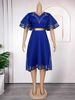 Women's Clothing Large Size V Neck Hip Skirt High Waist Bubble Bead Dress With Belt_ecoleips.com