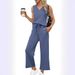 Women's Clothing Women's Summer Travel Outfit V Neck Vest Casual Pants Matching Set For Formal & Casual For Women_ecoleips.com