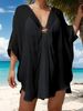 Women's Clothing Chest Ring V Neck Loose One Size Beach Blouse Irregular Seaside Holiday Sun Protection Skirt_ecoleips.com