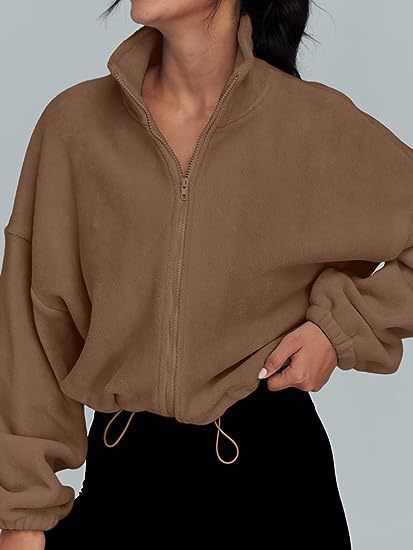 Women's Polar Fleece Sports Jacket Stand up Collar plus Velvet Zipper Hot Selling Cross Border Foreign Trade Clothing_ecoleips.com
