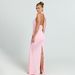Elegant Deep V Halter Maxi Dress With Flowing Ribbon & Fishtail Hem – Sexy Backless Formal Gown In Black, Sage Green, Red & Pink (S/M/L)_ecoleips.com