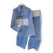 Women's Clothing Plus Size Patchwork Denim Jacket And Wide Leg Pants Set For Women Trendy Spring Outfit Casual Comfortable Two-Piece Set_ecoleips.com