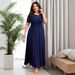Women's Clothing Muslim Large Size Solid Color Lace Stitching Knitted Elastic Slim Elegant Dress_ecoleips.com