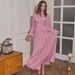 European And American 2024 Summer Gentle Style Loose Floral Satin Design Tie-Waist Dress_ecoleips.com