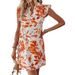 Women Fashion Printed Flying Sleeve Mid Length Shirt_ecoleips.com