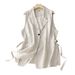 Women's Clothing large size cotton and linen vest, medium and long thin sleeveless suit vest_ecoleips.com