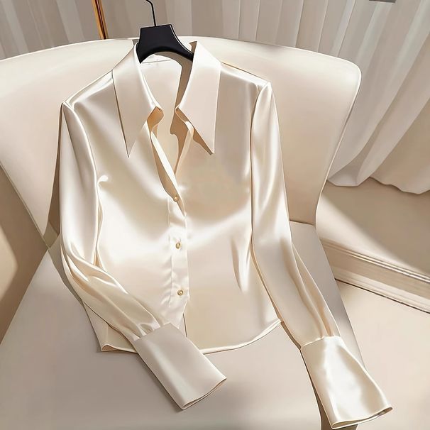 Women's Clothing New Light Luxury High End Super Good Looking Shirt French Acetate Satin Top_ecoleips.com