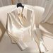 Women's Clothing New Light Luxury High End Super Good Looking Shirt French Acetate Satin Top_ecoleips.com